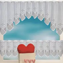 

80%HOT2Pcs/Set Lace Curtain Translucent Lace Design Vintage Style 2 Tier Cafe Curtain Set for Home