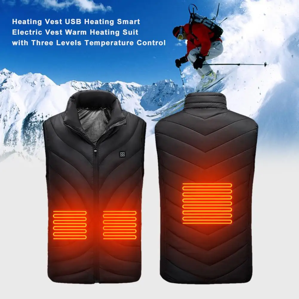 USB Infrared Heating Vest Jacket Winter Outdoor Electric Thermal Clothing Waistcoat Tactical Vest For Camping Hiking Sport