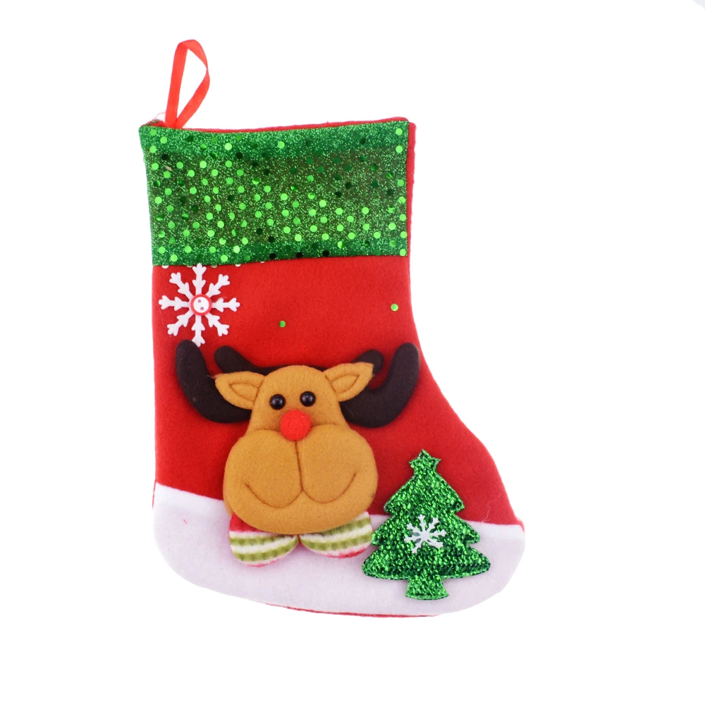 1PCS Christmas Stockings Hanging Christmas Tree Decoration Ornaments New Year Candy Bag Gifts Socks Stocking Xmas Ornament - Цвет: Deer Sequined medium