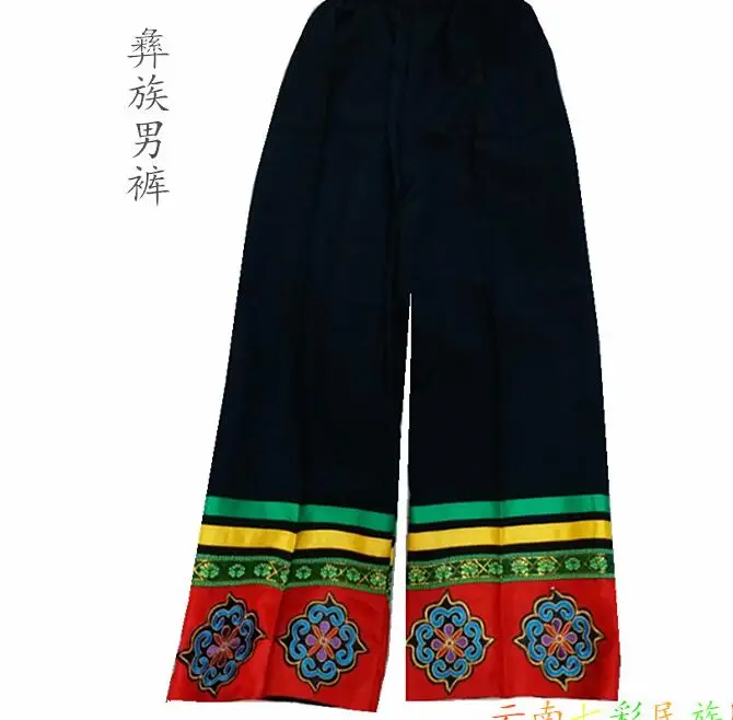 Calças de dança folclórica chinesa homem calças compridas yi zu