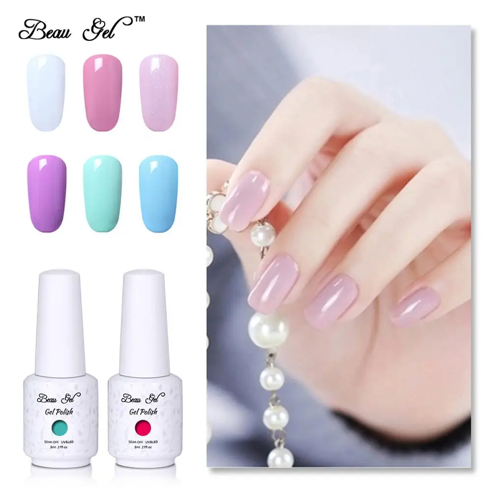 

Beau Gel 8ml Gel Nail Polish Glitter UV LED Red Gel Varnish Nail Art Hybrid Varnishes Soak Off Enamel Lacquer Nails Manicure