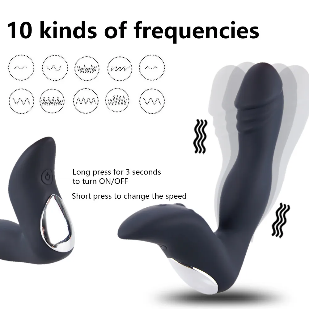 Vibrating Prostate Massager Men Anal Plug Waterproof 10 Mode Powerful Motors Anal Vibrator Toys for Adults Gay (3)