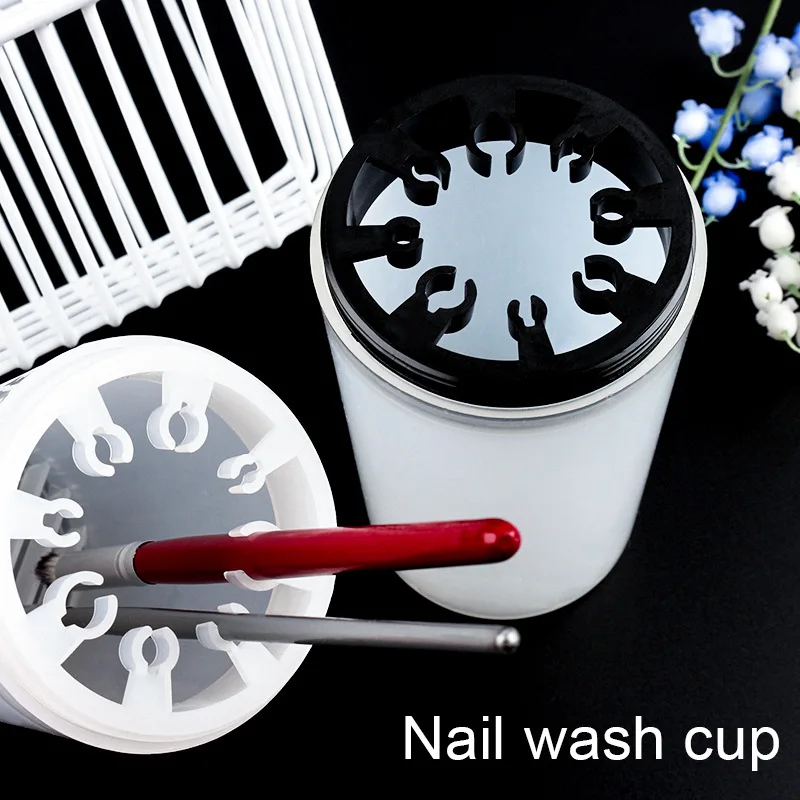 

1 Piece Nail Art Brush Cleaner Cup Nail Art Tip Brushes Holder Remover Cup UV Gel Pen Polish Remover Cleanser Cup