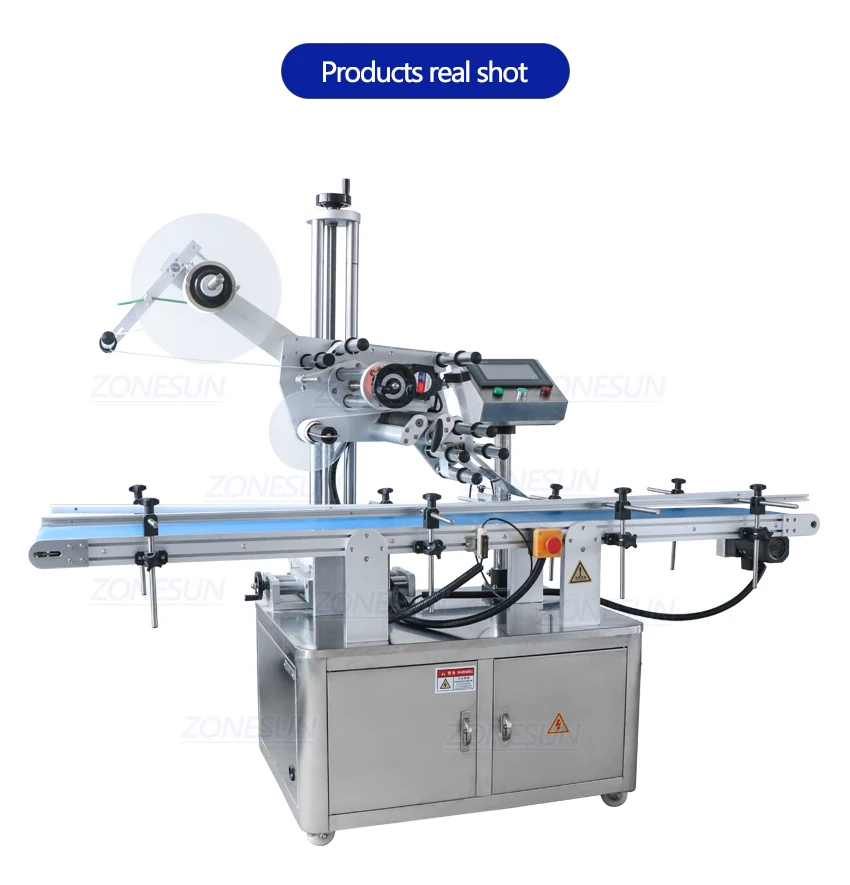 ZONESUN Máquina Automática de Rotulagem de Superfície Plana com Transportador