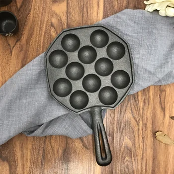 

Takoyaki Pan 12 Molds Cast Iron Takoyaki Maker Skillet Japanese Octopus Meat Ball Mold No-stick Baking Tray for Octopus Balls Ae