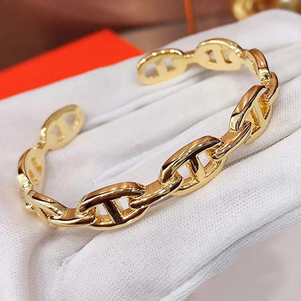Популярный бренд для женщин, ювелирные изделия с буквенным круглым Н-замком, серебряный браслет S925 пробы, качественный французский золотой браслет из розового золота, превосходное качество