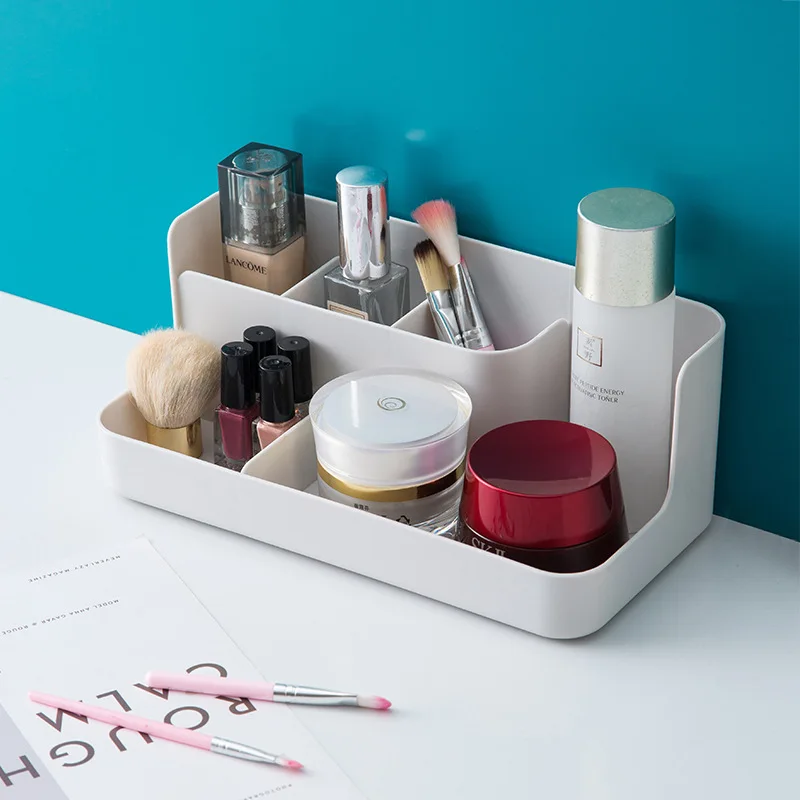 

Independent Design Cosmetic Storage Box Plastic Desktop Seperated Organizing Box Cosmetic Box Storage Box