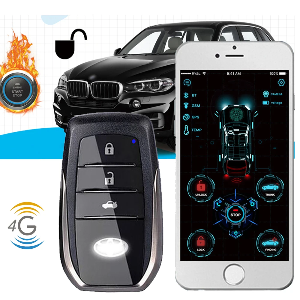 Cardot gps gsm Smart push Start Stop Pke бесключевая система входа дистанционный стартер 4G Автосигнализация