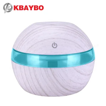 

KBAYBO 300ML aromatherapy essential oil diffuser electric sprayer white wood grain ultrasonic air humidifier 7 color LED lights