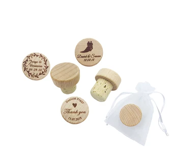 

30 PCS Customized Party Wood Wine Stoppers Wedding Favor Personalized Bottle Cork Toppers Baby Shower Decor Christmas Decors