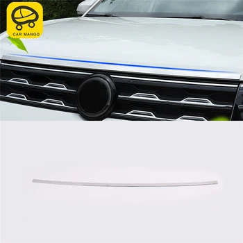 

CARMANGO Car Styling Front Grills Top Hood Pad Chrome Cover Frame Trim Sticker Exterior Accessories for Volkswagen T-CROSS 2019