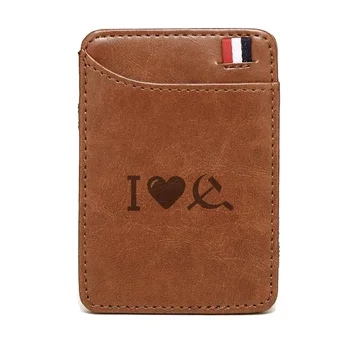 

Classic Black I Love Communism Card Holder Vintage Men Women CCCP Magic wallets