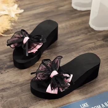 

2020 fashion Women Bow Summer Sandals Slipper Indoor Outdoor Flip-flops Beach Shoes Female Slipper scarpe women pantoufle