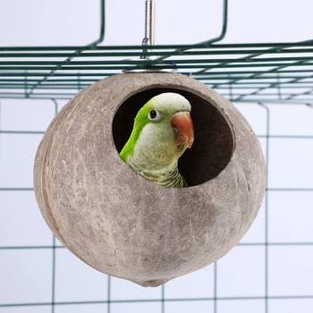 

Pet Parrot Birds Squirrel House Cage Outside Toys Parrot Nest Bird Cage Birds House Natural Coconut Shell