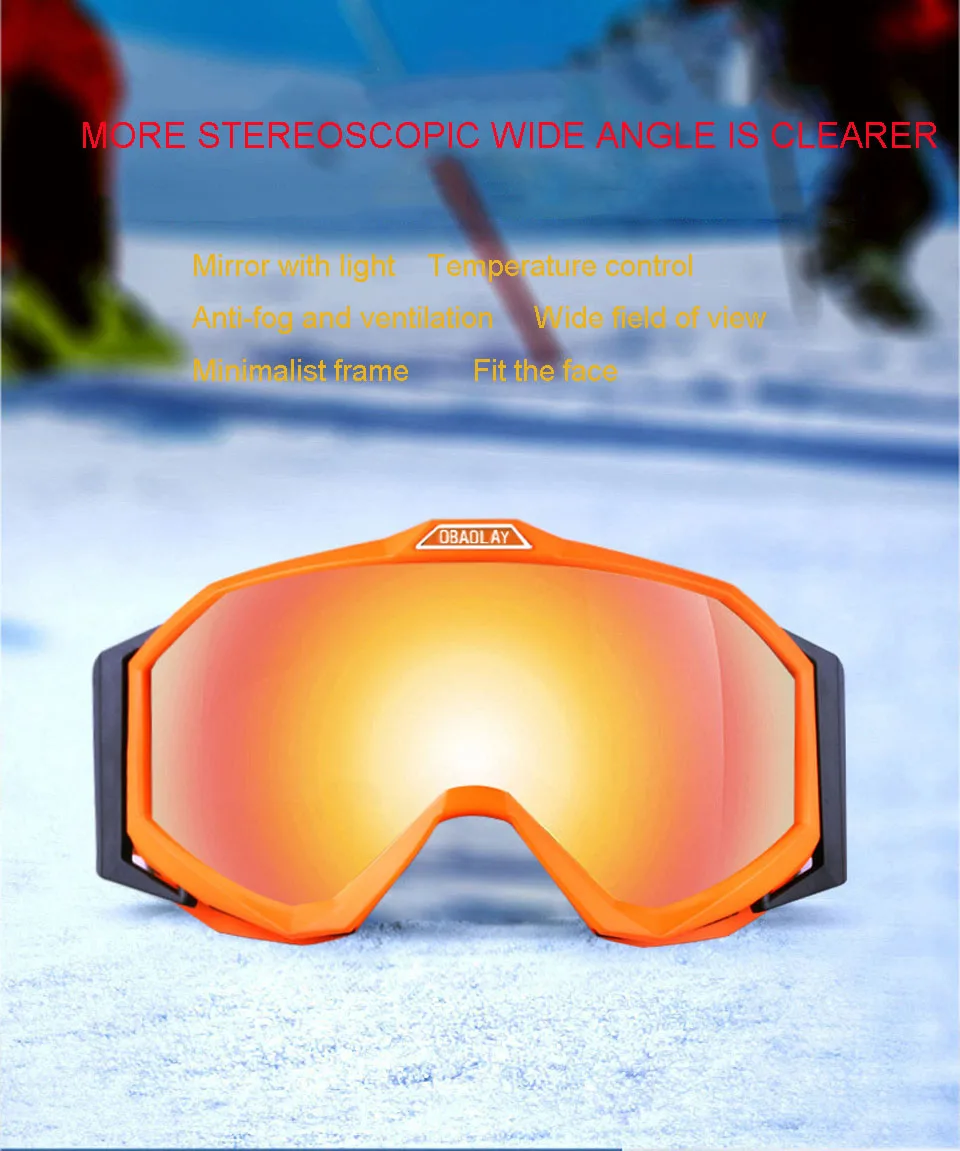 Лыжные очки защита UV400 противотуманные очки для сноуборда для мужчин и женщин очки для катания на лыжах