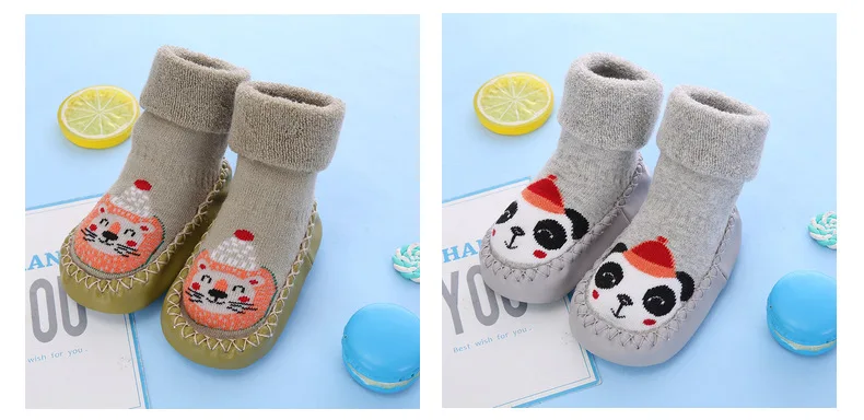 LANSHULAN/детские носки-тапочки зимние хлопковые носки милые детские носки для мальчиков и девочек Нескользящие носки для новорожденных теплые носки с пандой