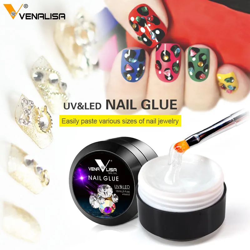  VENALISA NAIL Art decoration 15 ML Rhinestones Glue Gel Use for Nail Tips Decoration led uv gel glu