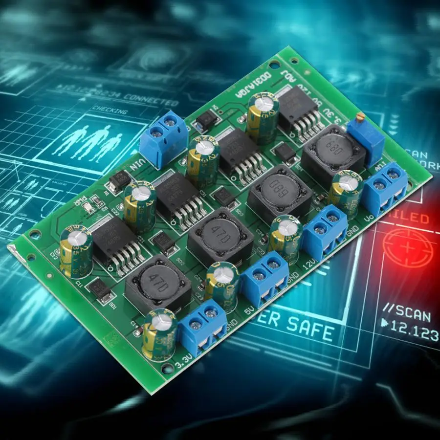 

dc to dc voltage converter 3A 4-Channel Step Down Power Supply Module 3.3V 5V 12V Adjustable Output Buck Converter