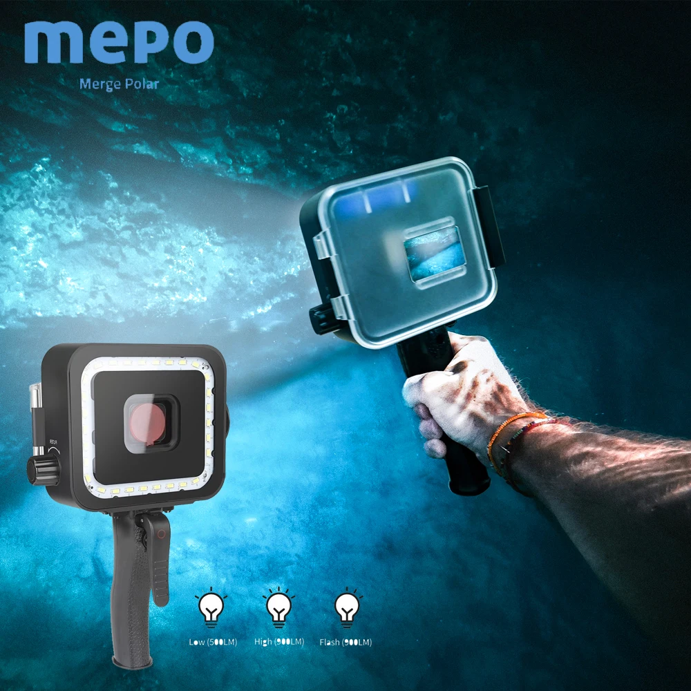

40M Diving Dome Port Underwater LED Video Light for GoPro Hero 7 6 5 Black Diving Flash Lighting Go Pro Waterproof Camera Shell
