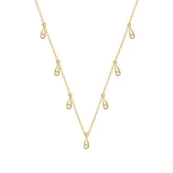 

925 Sterling Silver Gold Chain Kolye Korean Style Water Drop Pendants Necklaces Vintage Party For Womens Accesories Fine Jewelry
