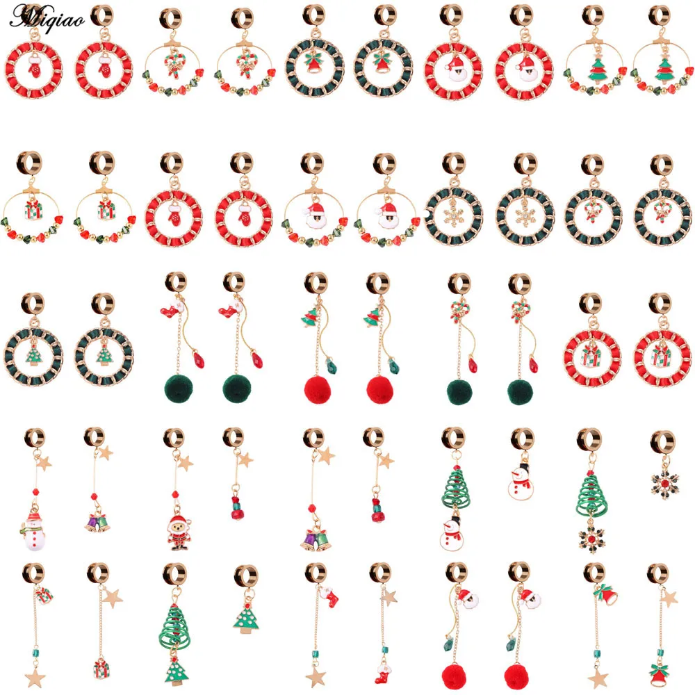 

Miqiao 1 Pair 6-25mm Stainless Steel Ear Plugs and Tunnels Dangle Ear Piercing Ear Stretched Body Jewelry Christmas Earring Gift