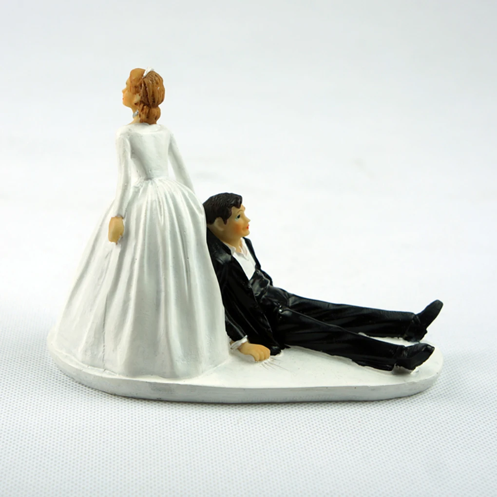 Black Groom Bride Marry Resin Figurine Wedding Cake Topper Wedding Decoration Day Valentine's Engagement Decor Anniversary