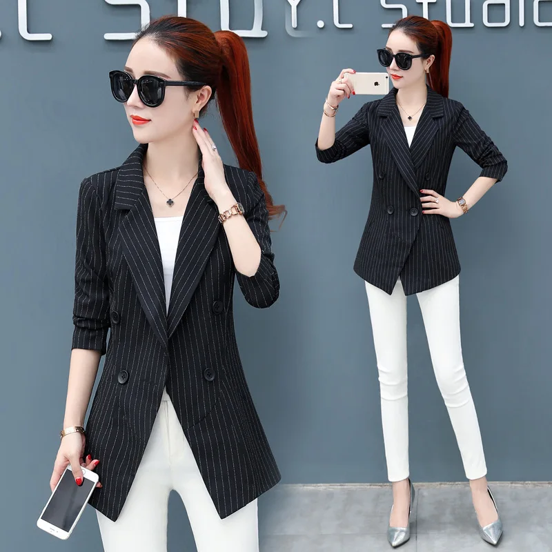 

Stripes Small Suit WOMEN'S Coat 2019 Spring New Style Korean-style Fashion Elegant Slim Fit Slimming Spring And Autumn Short Sui