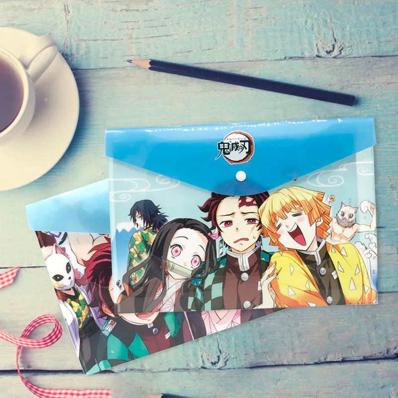 

Anime Demon Slayer Kimetsu No Yaiba Kamado Tanjirou A4 Files Holder PVC Press Button File Bag Folder Document Organizer 1Pc
