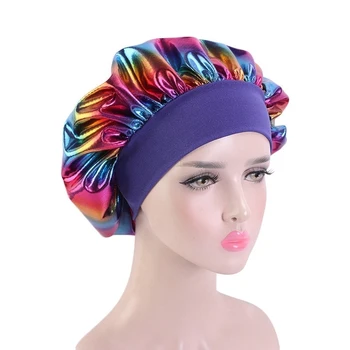 

Women's Styling Hair Caps For Sleeping Wide-Brimmed Laser Round Hat Chemotherapy Nightcap With Elastic Hairband Beauty Salon