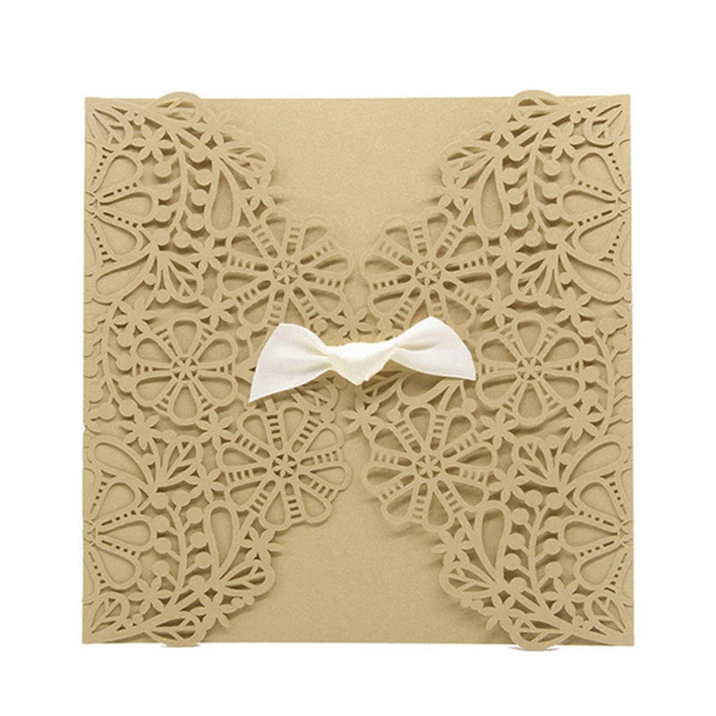  50pcs Wedding Invitations Lace Pattern Cards Laser Cut Paper Cards Announcement Greeting Postcards  - 4.00044E+12
