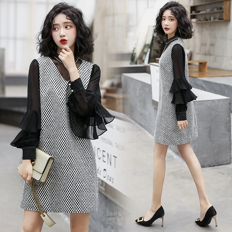 

2020 Spring New Style Ladies' Elegant Sweet Fashion Debutante Chiffon Flounced Long Sleeve Graceful Dress Women's