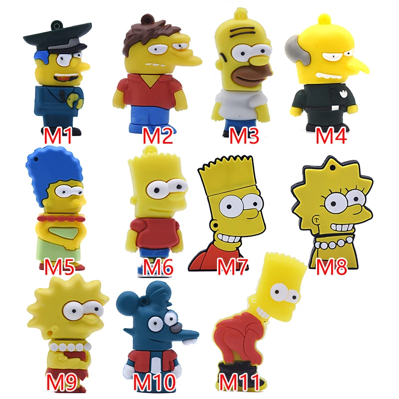 Bart Simpson мышь волк Memory Stick аниме мультфильм Симпсоны Usb Flash Drvie 32 ГБ 16 ГБ 8 ГБ 4 ГБ флеш-накопитель 64 ГБ U Stick