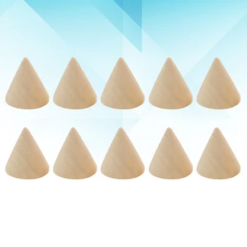 

10pcs 3.1cm DIY Cone Unpainted Wooden Cone Shape Ornamnet Craft Accessories