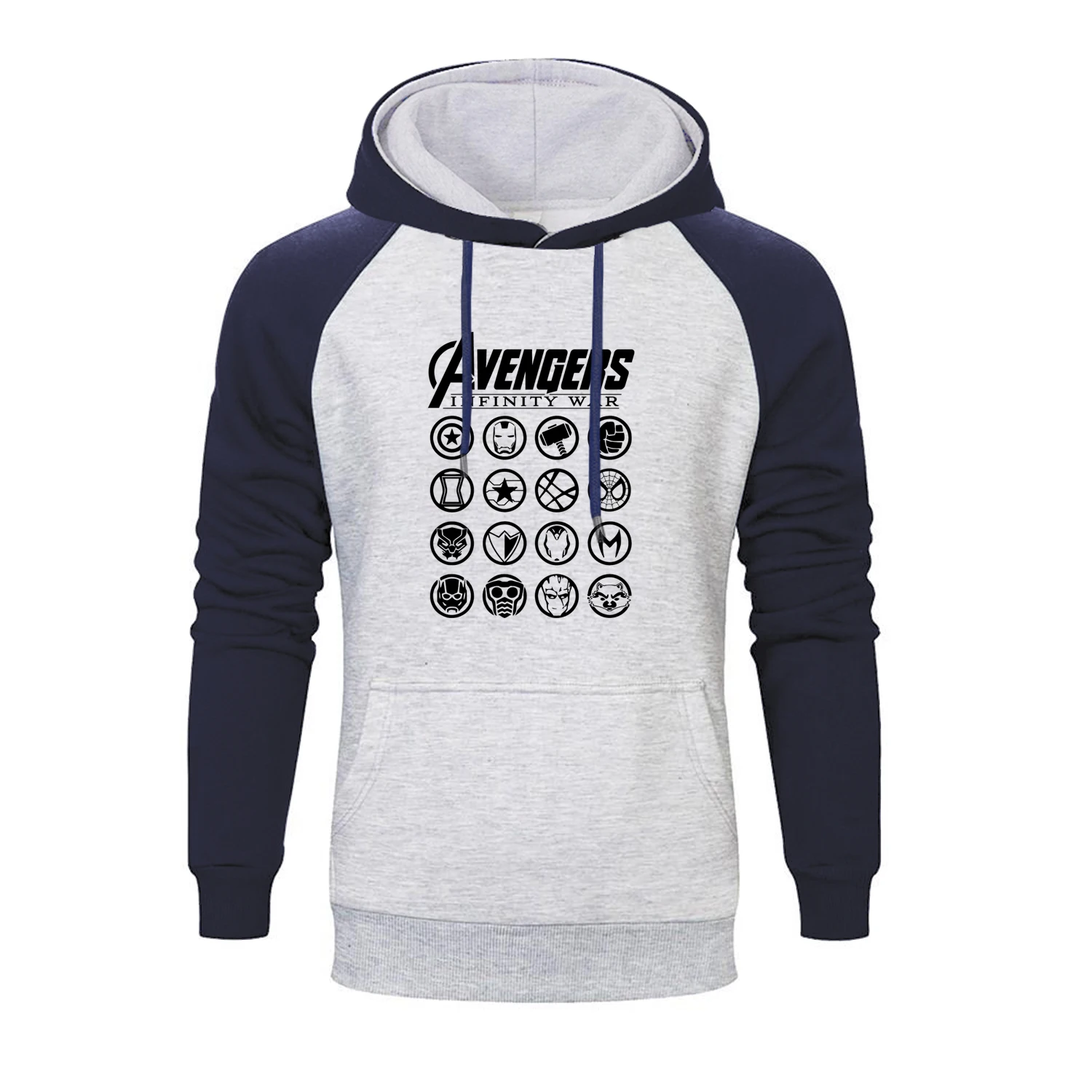 Navy Blue Gray 1 Мужские толстовки с капюшоном реглан с логотипом из фильма Marvel, Мстители, осень, мужские брендовые толстовки Thanos Infinity Gauntlet - Цвет: Navy Blue Gray 1