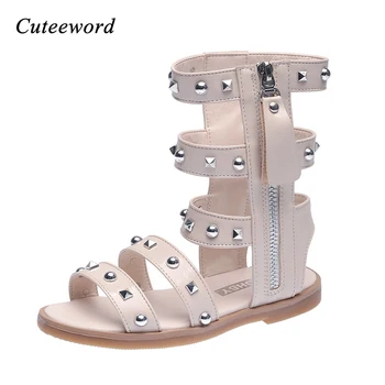 

2020 New Summer Children's Shoes Girls Sandals Fashion Rivet Roman Shoes Open Toe Leather Girls Princess Shoes Kids Sandals