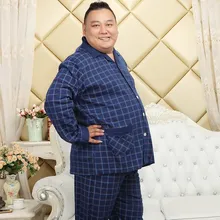 Мужской осенне-зимний хлопок 5XL XL пижамный комплект большие мягкие пижамы