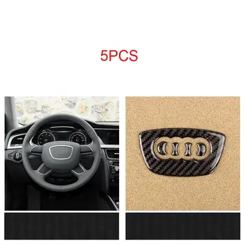 

For Audi A8L A1 A3 A4 A4L A5 A6 A6L A7 TT A8 Q3 Q5 Q7 5PCS Carbon Fiber Car Interior Steering Wheel Cover Trim Moldings