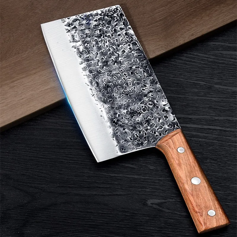 

5cr15Mov Stainless Steel Forging Hammered Pattern Kitchen Knife Wooden Handle Household Multifunctional Cutting Tool Chef Knives