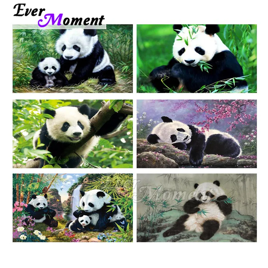 Алмазная картина Ever Moment, панда, бамбук, 5D, сделай сам, картина, стразы, мозаика, полная квадратная дрель, алмазная вышивка, декор asf80