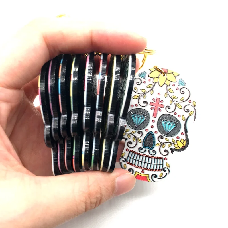 Сахарный Череп брелки Calavera Сладкая причудливая цепочка для ключей с черепом
