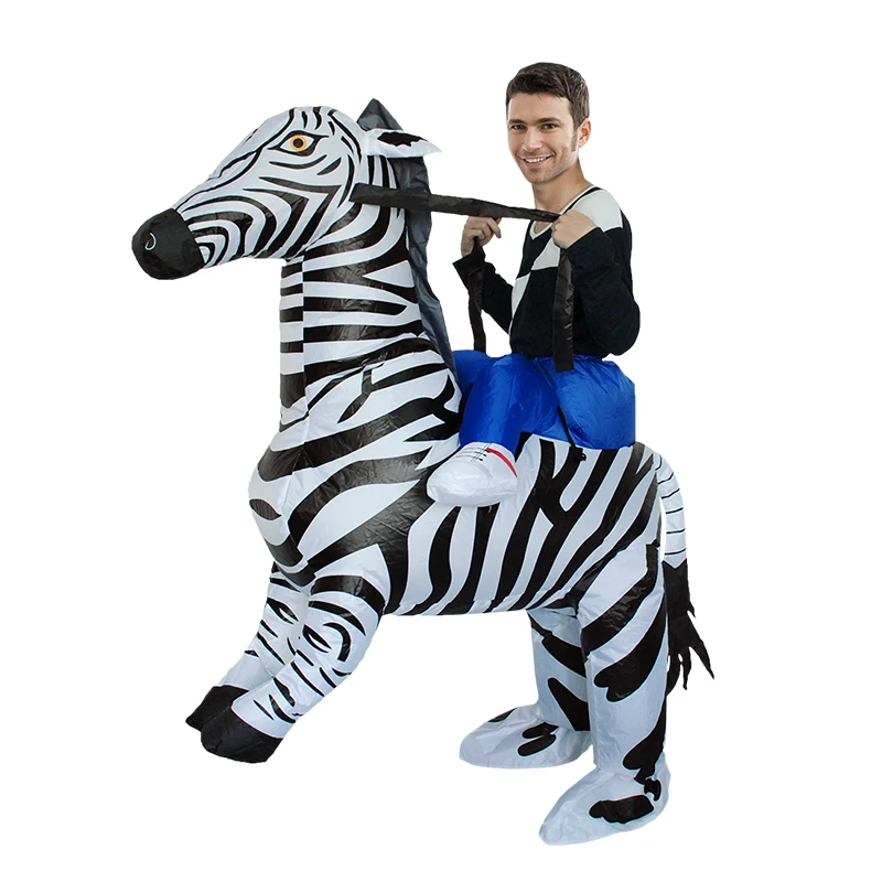 

Inflatable Costumes Funny Zebra Rider Fancy Clothing for Party Costume Parent Child Interaction Halloween Animal Cosplay