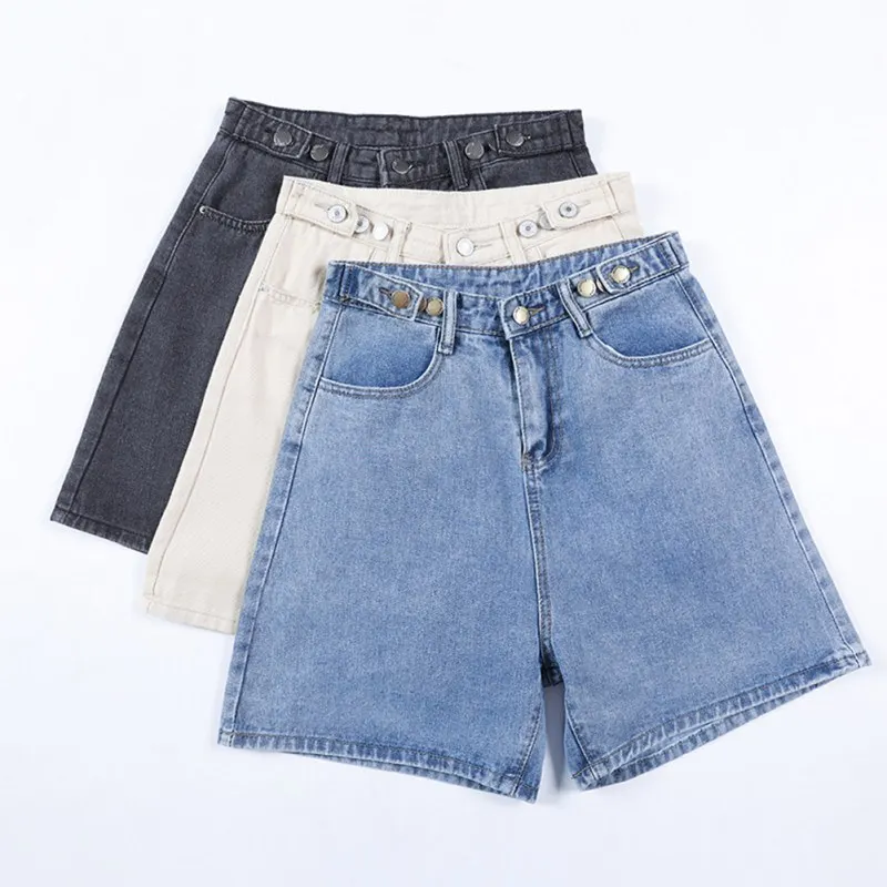 Короткие женские джинсовые шорты для женщин летние повседневные однотонные короткие джинсы женские s с карманами и высокой посадкой шорты