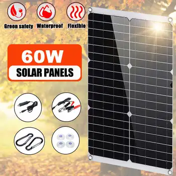 

60W 12V Outdoor DIY Solar Panel Dual USB Output Solar Cells Poly Solar Panel MonoCrystalline Silicon for Car Yacht Battery Boat