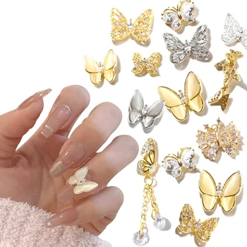 

1PCS Nail Art Butterfly Decorations 3D Metal Super Flash Rhinestones DIY Design Nail Paste Decoration