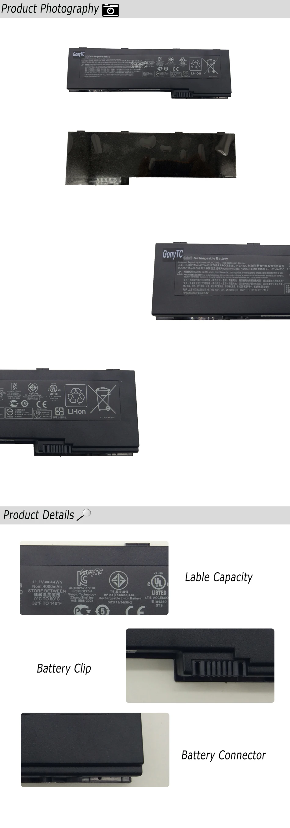 GONYTC OT06 11,1 В 44wh ноутбук Батарея для hp EliteBook 2710P 2730 2740P 2760 OT06 HSTNN-CB45 HSTNN-XB4X HSTNN-OB45 OT06XL