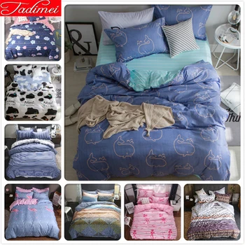 

3/4 pcs Bedding Set Adult Kids Soft Cotton Bed Linens Single Double Queen King Size Quilt Comforter Duvet Cover 180x220 200x230