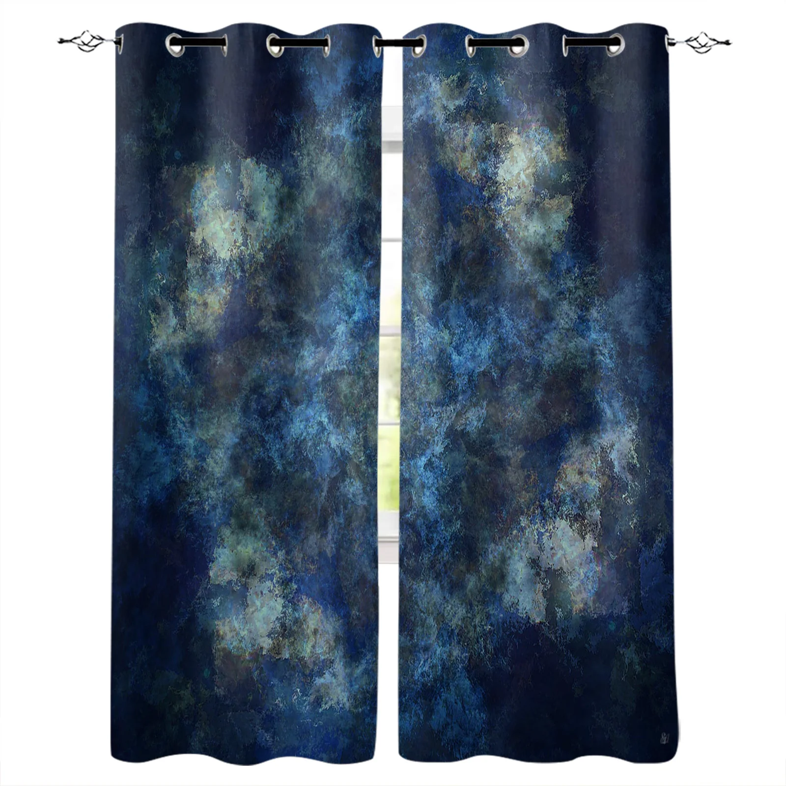 Space Decor Window Curtains Galaxy Stars in Celestial Astronomic Nebula Planets in Universe Drapes for Living Room Bedroom black and white curtains Curtains