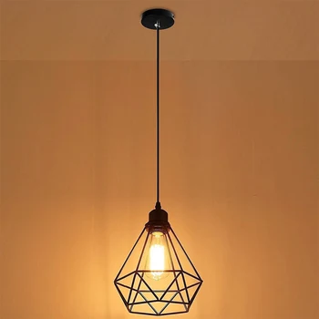 

Geometric Pendant Metal Lamp Guard Retro Vintage Ceiling Light Shade Iron Cage XH8Z