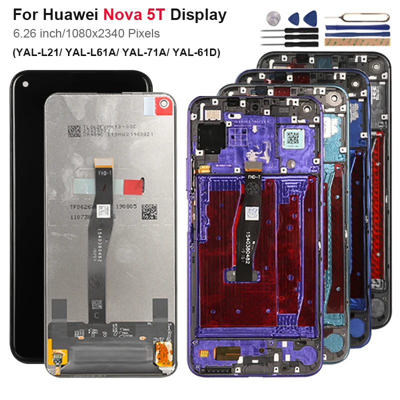 6 26 &quotдисплей для Huawei Nova 5T ЖК дисплей сенсорный экран с рамкой дигитайзер Замена
