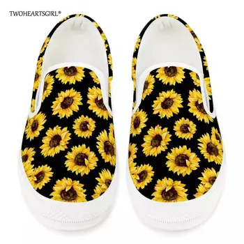 

Twoheartsgirl Stylish Sunflower Print Women Vulcanize Shoes Comfortable Female Spring Autumn Canvas Shoes Flat Sneakers Plus